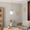 Clearance TK Lighting Suspension Vibe, verre blanc opalin, Ø 25 cm