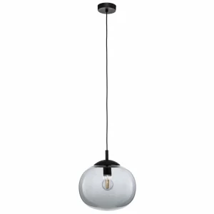 Cheap TK Lighting Suspension Vibe, verre gris graphite transparent, Ø 30 cm