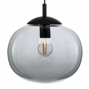 Cheap TK Lighting Suspension Vibe, verre gris graphite transparent, Ø 30 cm