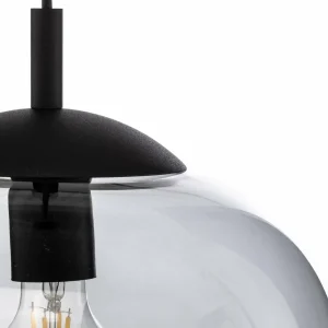 Cheap TK Lighting Suspension Vibe, verre gris graphite transparent, Ø 30 cm