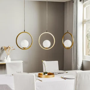 Flash Sale Eko-Light Suspension Vienna, verre opale, laiton, 3 lampe