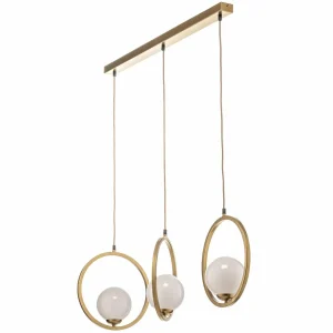 Flash Sale Eko-Light Suspension Vienna, verre opale, laiton, 3 lampe