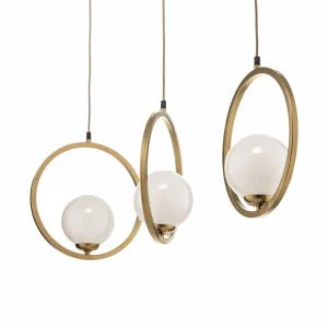 Flash Sale Eko-Light Suspension Vienna, verre opale, laiton, 3 lampe