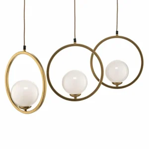 Flash Sale Eko-Light Suspension Vienna, verre opale, laiton, 3 lampe