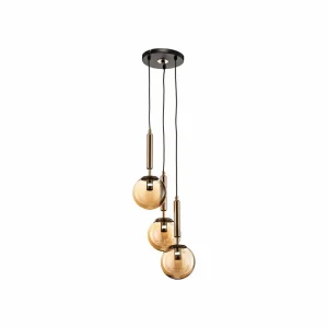 Shop Alfa Suspension Volda Picolo 3 lampes noir/doré ronde