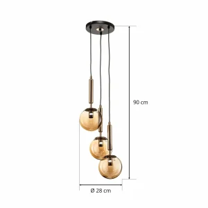 Shop Alfa Suspension Volda Picolo 3 lampes noir/doré ronde