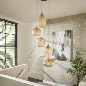 Flash Sale Zijlstra Suspension V-Shape, ambre, Ø 40 cm, verre, à 5 lampes