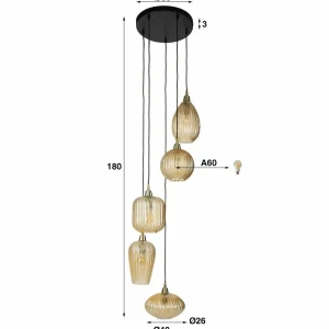 Flash Sale Zijlstra Suspension V-Shape, ambre, Ø 40 cm, verre, à 5 lampes