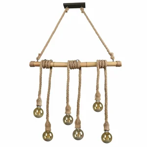 Cheap Reality Leuchten Suspension Wilma en bambou, à 6 lampes