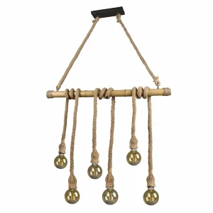 Cheap Reality Leuchten Suspension Wilma en bambou, à 6 lampes