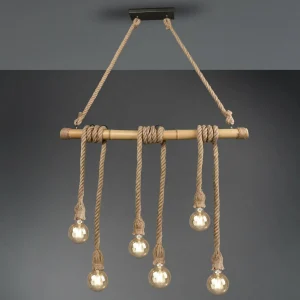 Cheap Reality Leuchten Suspension Wilma en bambou, à 6 lampes