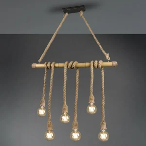 Cheap Reality Leuchten Suspension Wilma en bambou, à 6 lampes