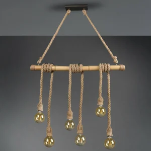 Cheap Reality Leuchten Suspension Wilma en bambou, à 6 lampes