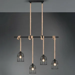 Discount Reality Leuchten Suspension Wodan en sisal 4 lampes, hauteur 150 cm