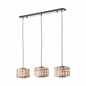 New Brilliant Suspension Woodline, bambou, à 3 lampes