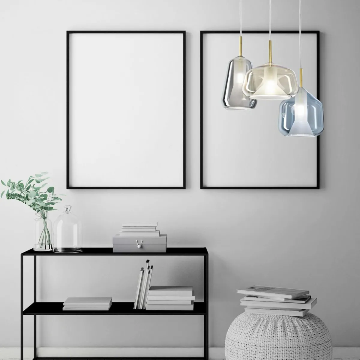 suspension_xray___lampes_grisemielbleue_1.webp Best Sforzin Suspension X-Ray à 3 lampes grise/miel/bleue