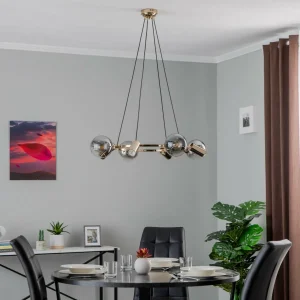 Clearance Lucea Suspension Zerde 4+4, Ø 82 cm, dorée, à 8 lampes