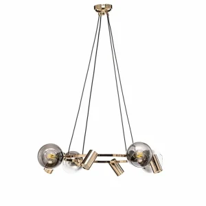 Clearance Lucea Suspension Zerde 4+4, Ø 82 cm, dorée, à 8 lampes
