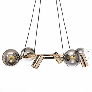 Clearance Lucea Suspension Zerde 4+4, Ø 82 cm, dorée, à 8 lampes