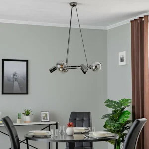 Outlet Lucea Suspension Zerde 3+3 Ø 67cm noire-chromée 6 lampes