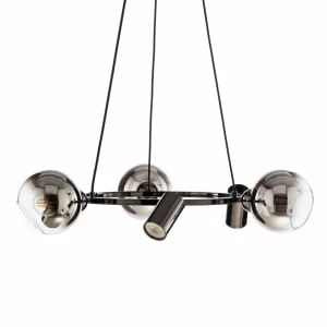 Outlet Lucea Suspension Zerde 3+3 Ø 67cm noire-chromée 6 lampes