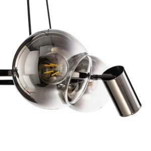 Outlet Lucea Suspension Zerde 3+3 Ø 67cm noire-chromée 6 lampes