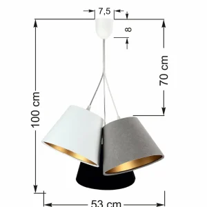 New Maco Design Suspension Zsofia à 3 lampes blanc/gris/noir/or