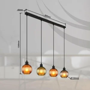 Discount Globo Suspension Zumba, vert/bronze/pétrole, 90 cm, 4 flammes, verre