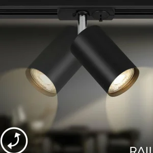 New Briloner Système de lampes LED sur rail 230 V, noir, 4 spots LED, longueur 1,5 m