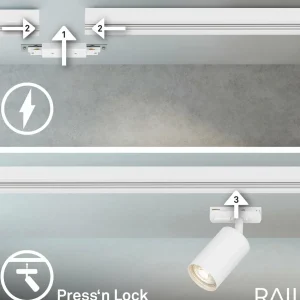 Clearance Briloner Système de lampes sur rail RAIL 230 V, blanc, 6 spots 2,25 m Raccord d'angle