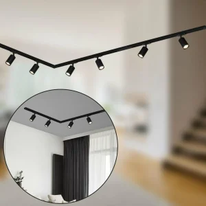 Best Sale Briloner Système de lampes sur rail RAIL 230 V noir 6 spots 2,25m connecteur d'angle