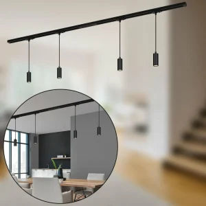 New Briloner Système de lampes sur rail RAIL 230 V, noir, 4 suspensions LED, longueur 1,5m