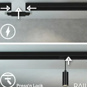 New Briloner Système de lampes sur rail RAIL 230 V, noir, 4 suspensions LED, longueur 1,5m