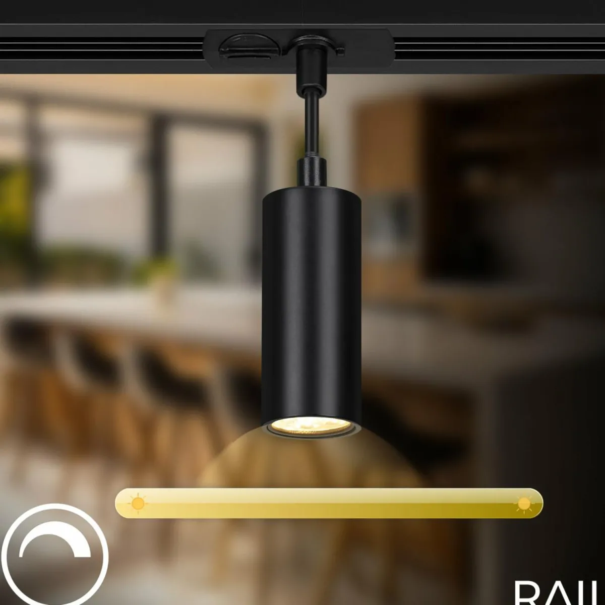 New Briloner Système de lampes sur rail RAIL 230 V, noir, 4 suspensions LED, longueur 1,5m