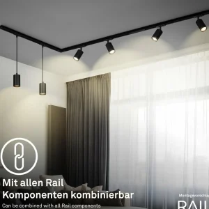 New Briloner Système de lampes sur rail RAIL 230 V, noir, 4 suspensions LED, longueur 1,5m
