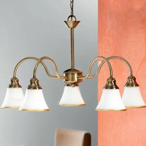 Cheap ORION TILDA - suspension 5 lumières, aspect laiton ancie